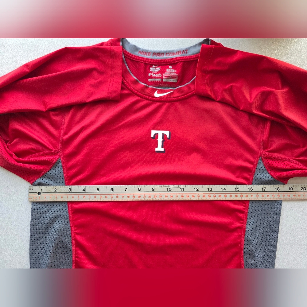Nike Pro Combat Texas Rangers MLB Fitted Long Sleeve Red Medium Excellent - Picture 11 of 11